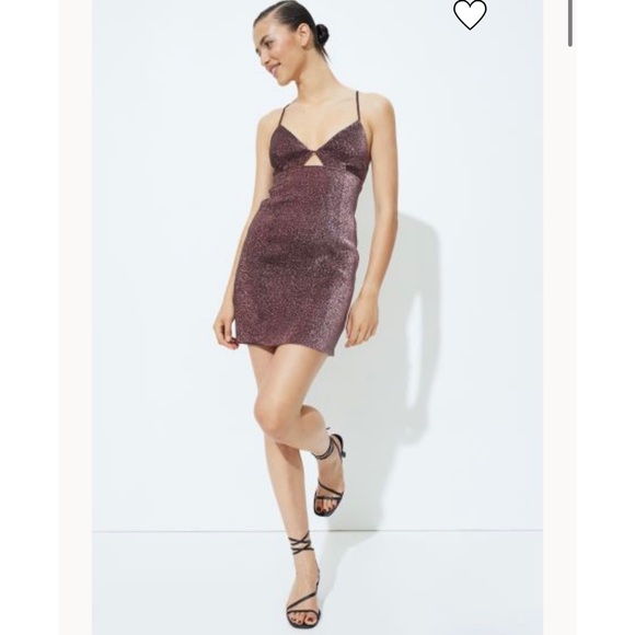 New H&M Mauve Sparkley Cutout Mini Dress - Picture 2 of 7